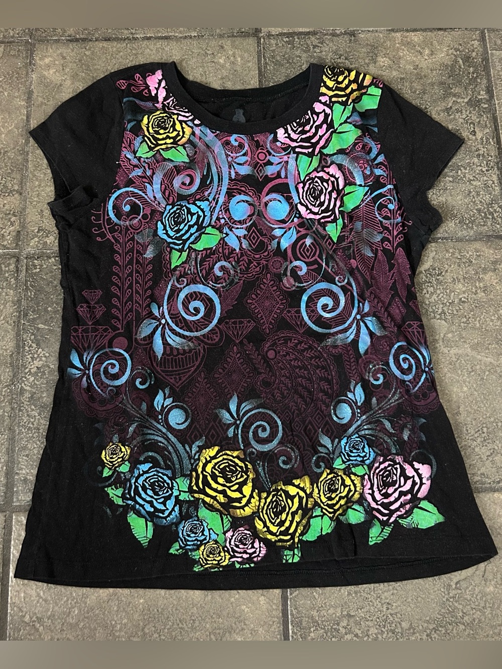 Vintage Y2K Women’s Girls Floral Top Shirt Size XL